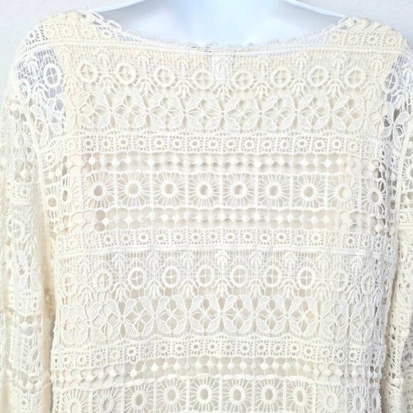 Christopher & Banks Ivory Crochet Lace Top Tank Lined M - Picture 3 of 5